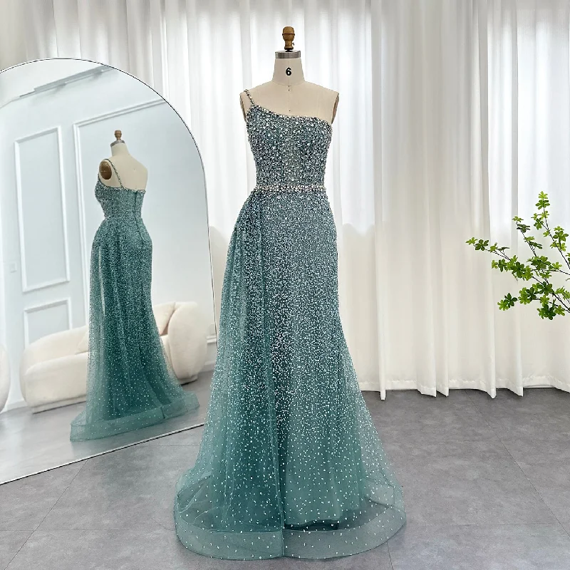 Graduation party dressesSparkly Crystal Turquoise One Shoulder Evening Dress SS131 Holiday party dresses