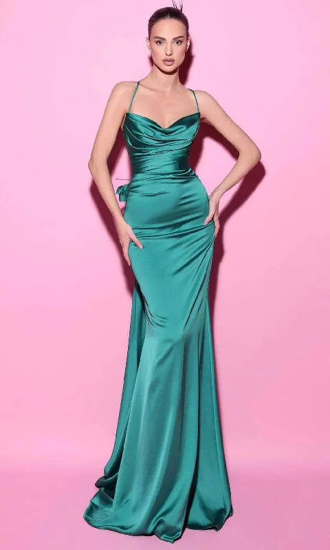 Best party dresses for formal eventsTarik Ediz 54014 - Cowl Neck Godet Accent Evening Gown Best party dresses for wedding guests