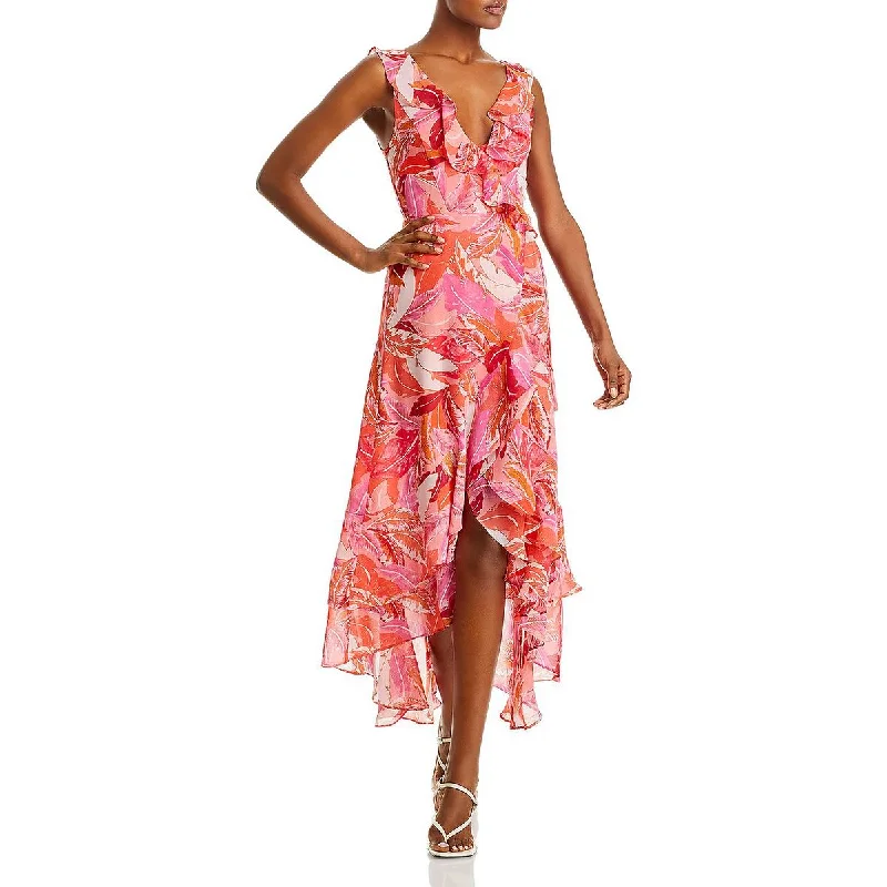 Best floral dresses for tall womenAqua Womens Chiffon Printed Wrap Dress Best floral dresses for tall women