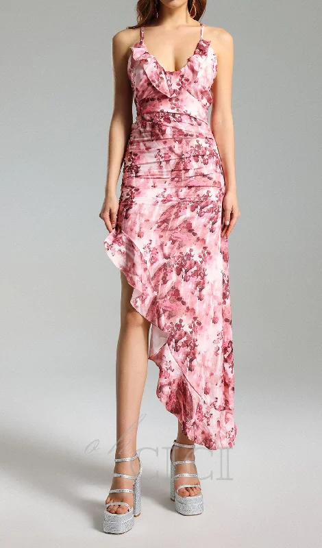 Fashion-forward floral dressesFLORAL RUFFLED SKEW DRESS Fashion-forward floral dresses