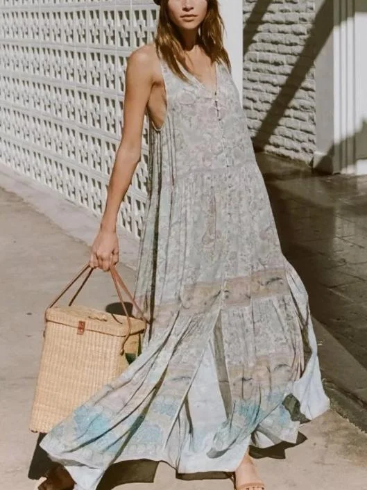 Floral dresses under $50New Bohemian Sleeveless Print Long Dress Floral dresses under $50