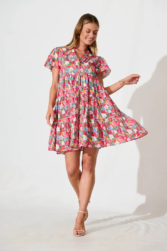 Cute floral print summer dressesSaldana Smock in Pink Multi Floral Cotton Cute floral print summer dresses