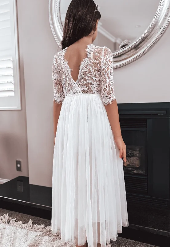 Maia White Lace Dress Flowy Lace Dress