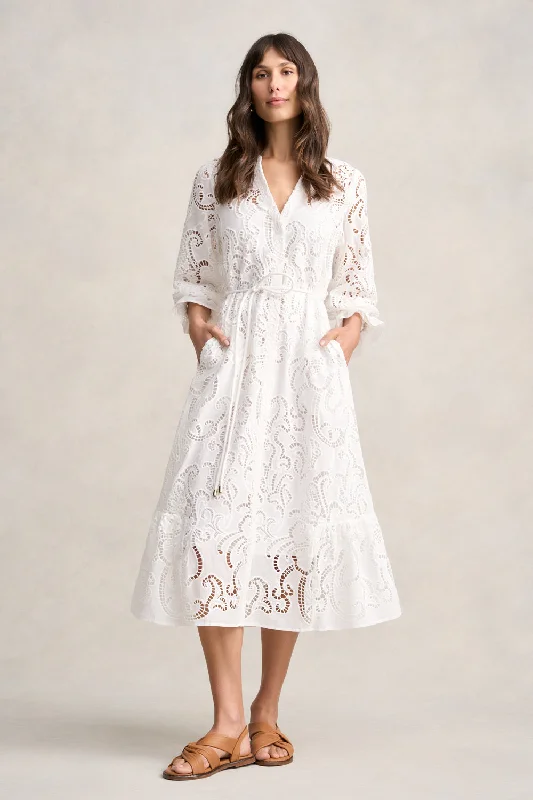 Broderie Lace Dress - White Sexy Lace Gown